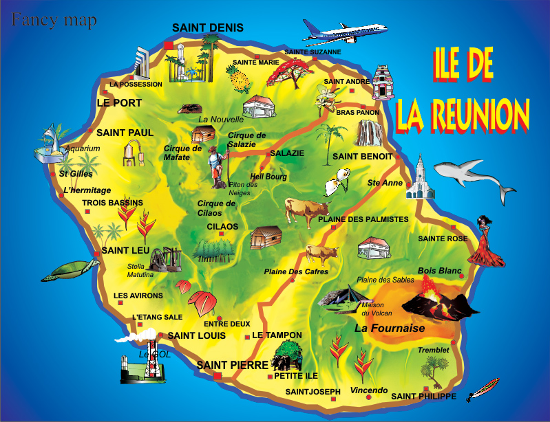 Lamenagement Du Territoire Sur Lile De La Reunion Ile de la réunion carte touristique » Vacances - Arts- Guides Voyages